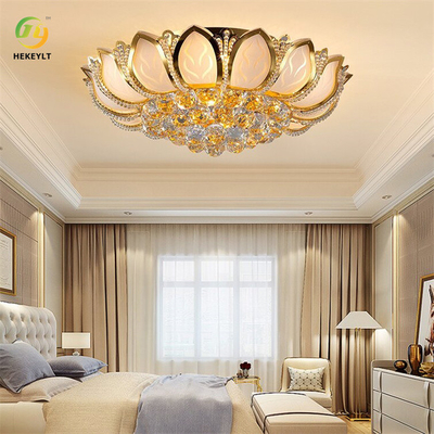 Классическая роскошная золотая современная светодиодная хрустальная потолочная лампа E14 с цоколем лампы