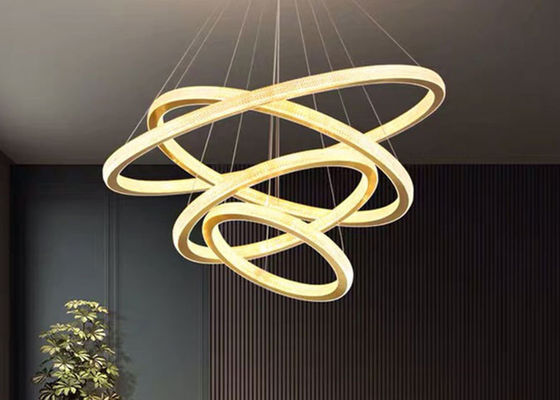 Потолочное освещение кольца СИД цвета золота размера 40x60x80x100cm ясное для гостиницы Hall