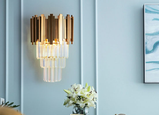 Современная золотометаллическая роскошная настенная лампа Внутренняя железная кристаллическая настенная лампа