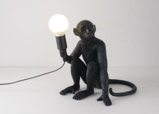 Белые/черные настольные лампы ночи E27 смолы 310mm*310mm формы обезьяны