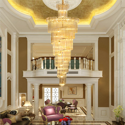 Dia 450cm хрустальной люстры роскошного золота лестницы гостиницы современный