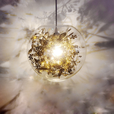Лампа украшения свадьбы живущей комнаты стекла цветка шарика привесная светлая