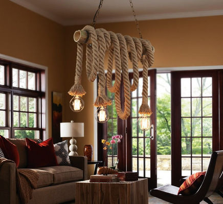 Свет пеньковой веревки бамбуковый стеклянный привесной для комнат прожития