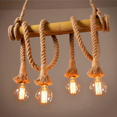 Свет пеньковой веревки бамбуковый стеклянный привесной для комнат прожития