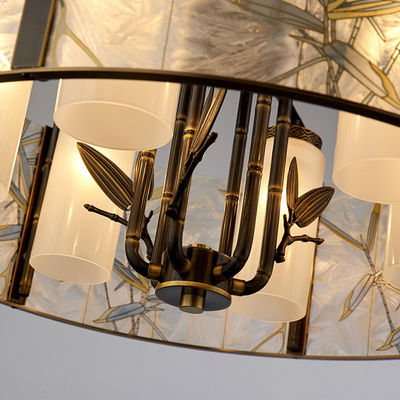 Света люстры лист эмали держатель лампы стекла E14 бамбукового медный